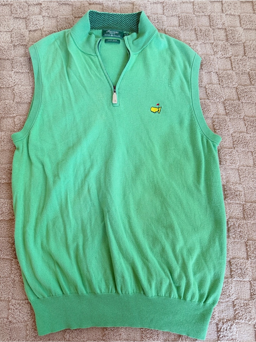 Masters Peter Millar Men’s M Green Cotton Cashmere Quarter Zip Vest
